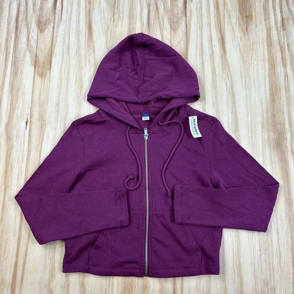 Old Navy NEW Women's Cropped Hoodie Purple Small Petite Pullover Sweatshirt